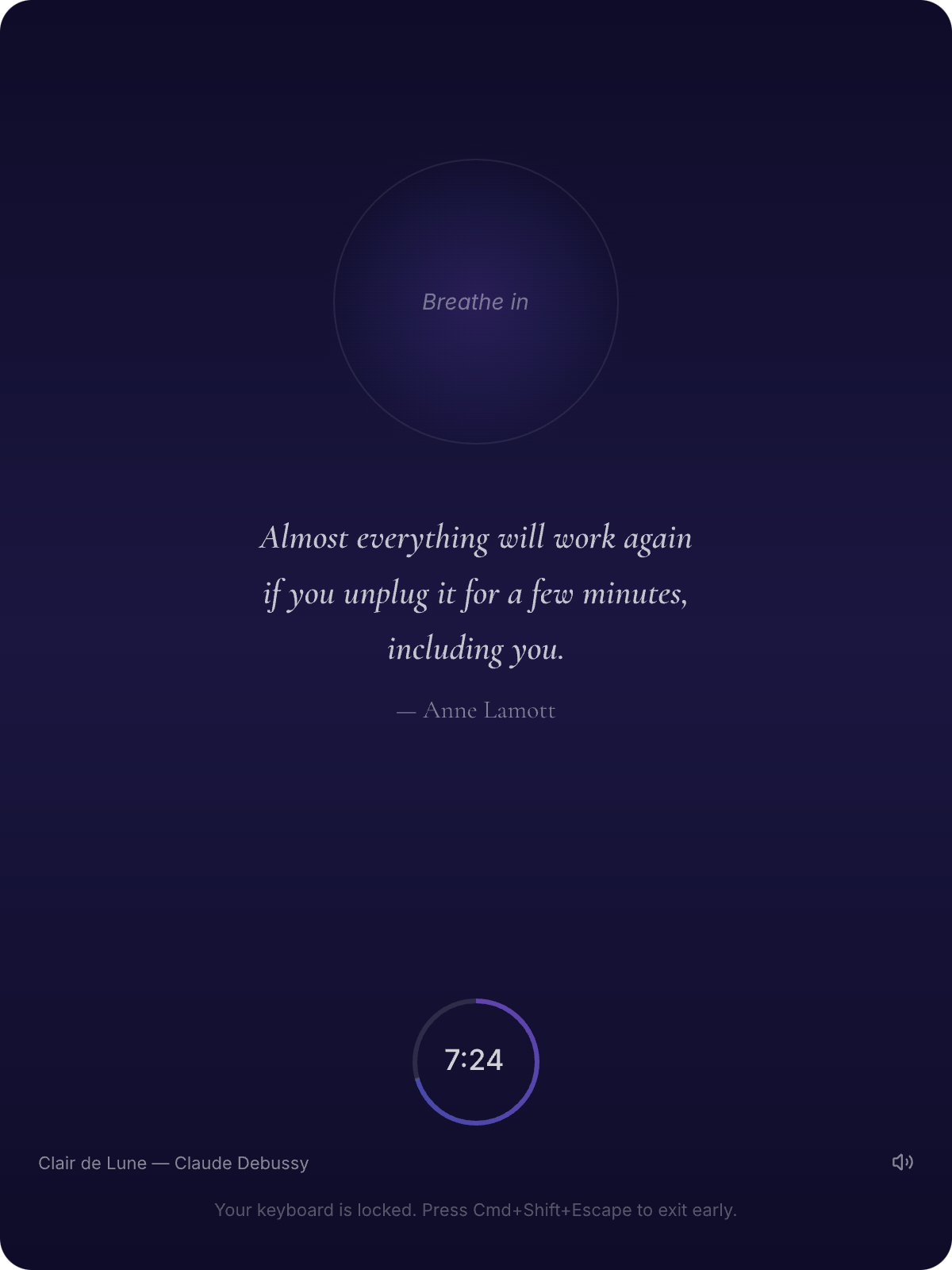 Brain Bed Meditation — breathing circle with quote